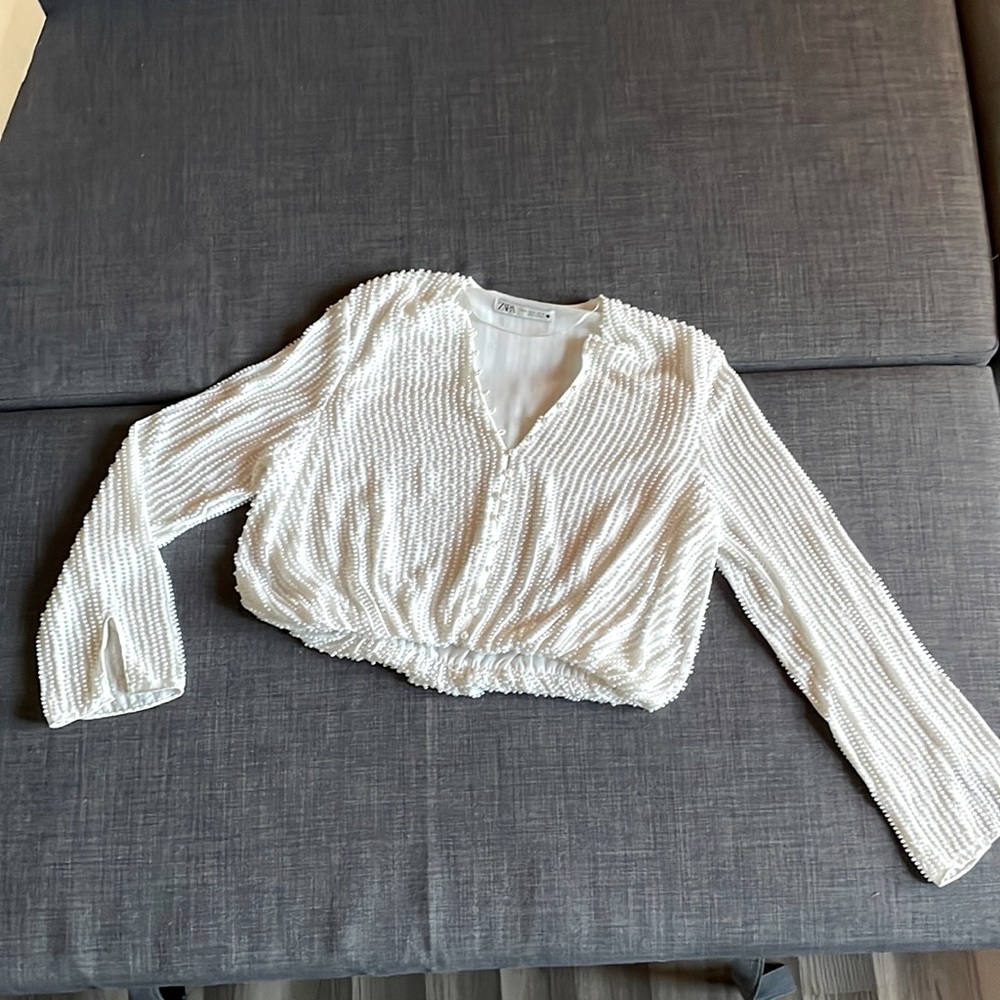Beaded Long Sleeve Crop top